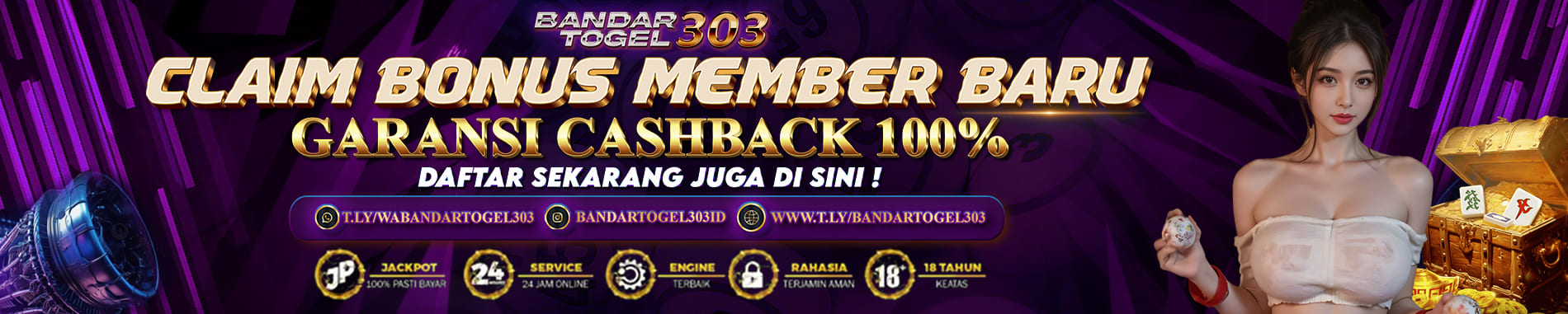 Bandartogel303 Bonus New Member Cashback 100%